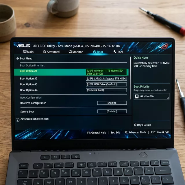 Bios Men&uuml;s&uuml;nde Yeni SSD Yapılandırması